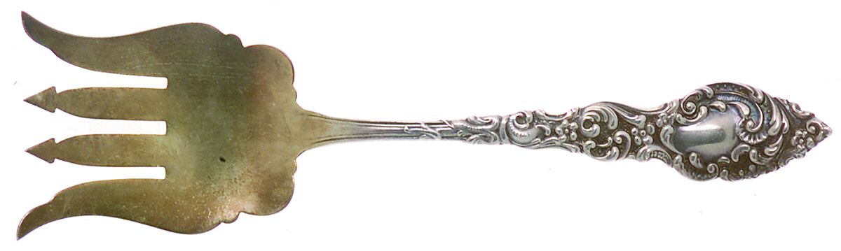 Passaic (Sterling, 1900) Large Solid Tined Sardine Serving Fork by Unger Brothers-1