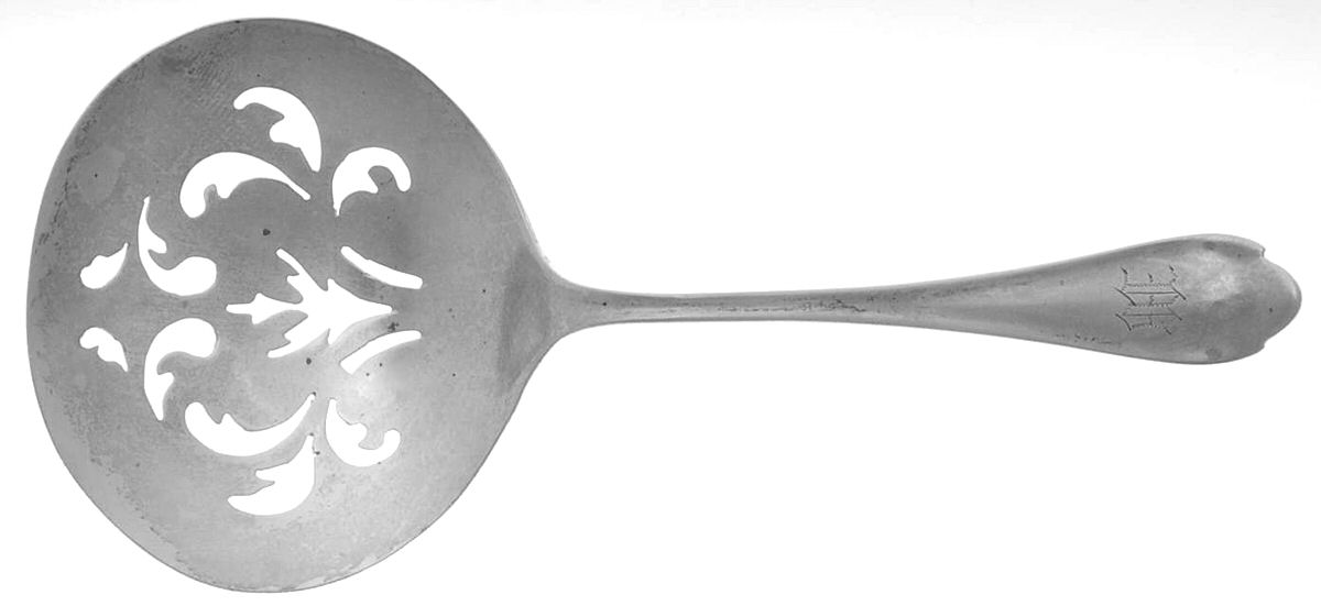 Springfield (Sterling, 1900) Solid Bon Bon Spoon with Pierced Bowl by Unger Brothers-1