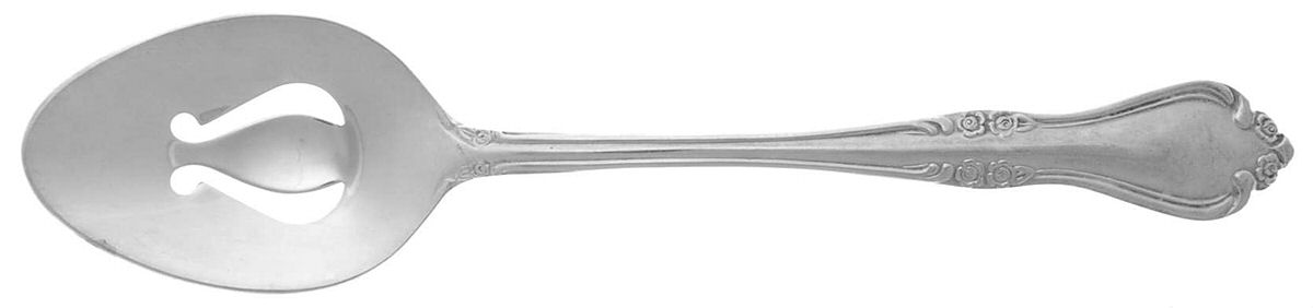Breton Rose (Stainless) Pierced Tablespoon (Serving Spoon) by Unknown Mfg Silver-1
