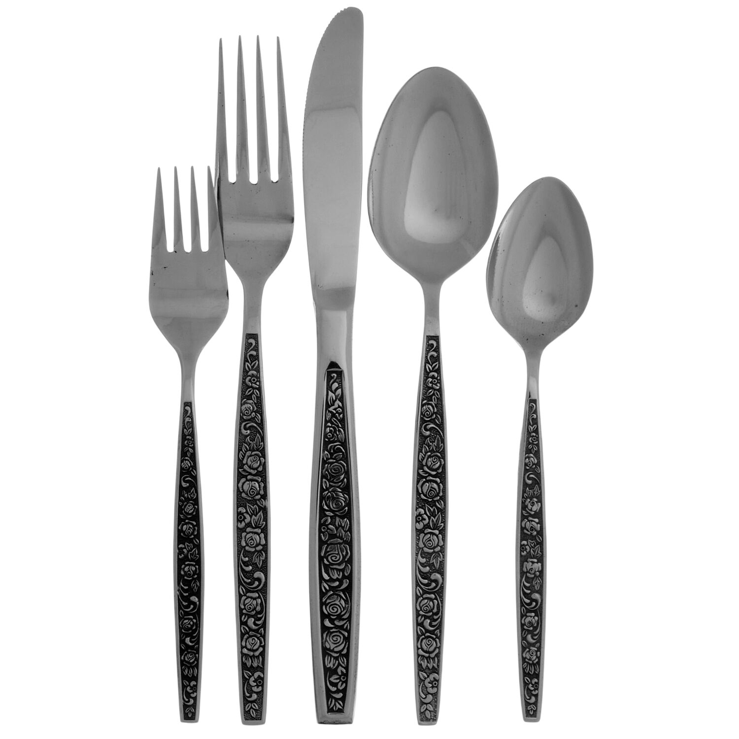 Granada Rose (Stainless) 5 Piece Place Setting by Unknown Mfg Silver-1