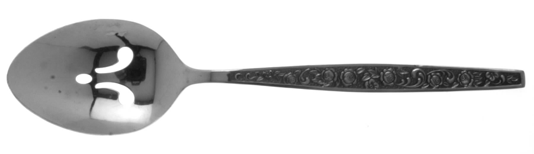 Granada Rose (Stainless) Pierced Tablespoon (Serving Spoon) by Unknown Mfg Silver-1