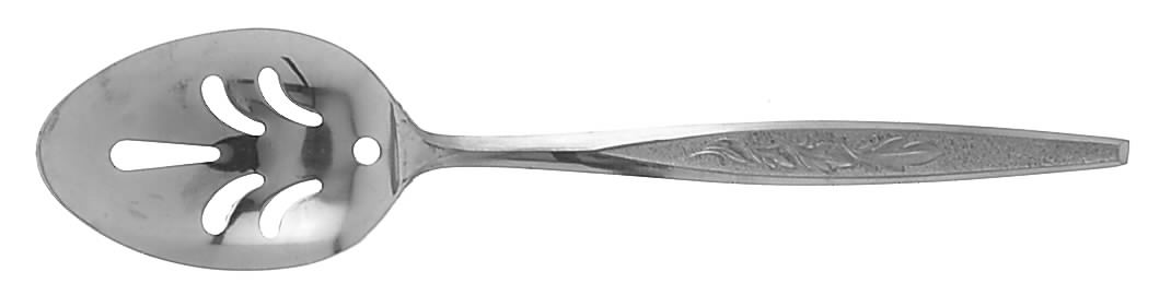 Leaves (Stainless) Pierced Tablespoon (Serving Spoon) by Unknown Mfg Silver-1