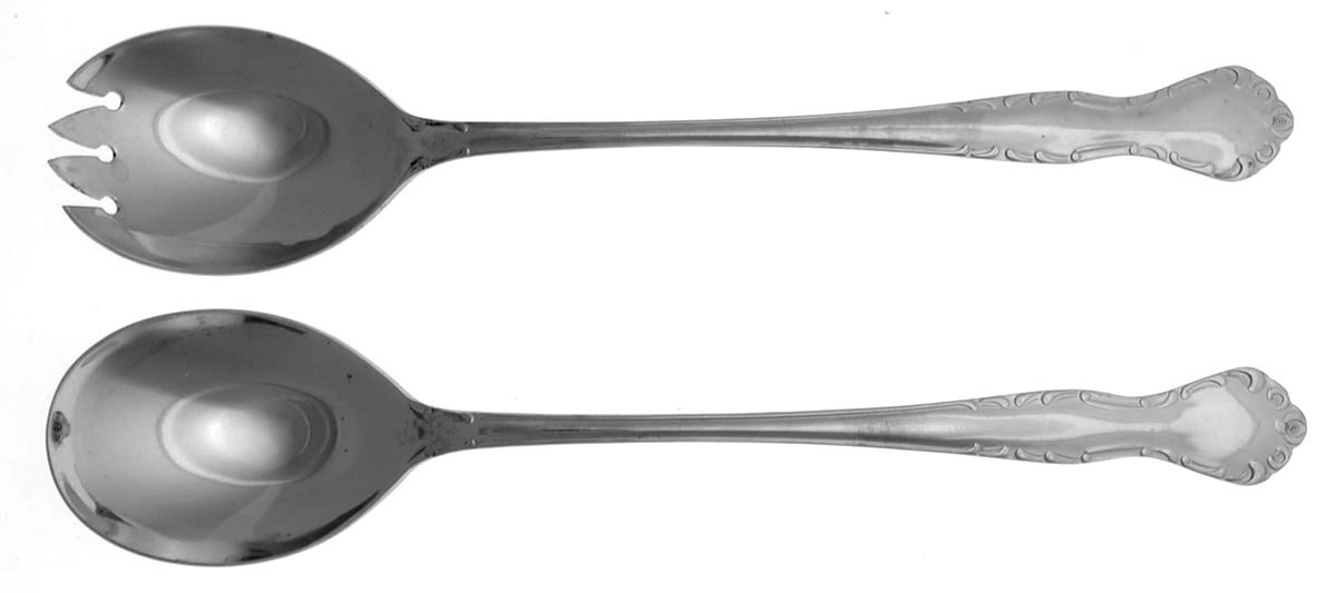 Queen's Court (Stainless) Solid Oversized Serving Salad Set by Unknown Mfg Silver-1