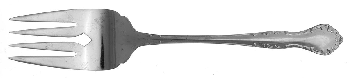 Queen's Court (Stainless) Large Solid Cold Meat Serving Fork by Unknown Mfg Silver-1