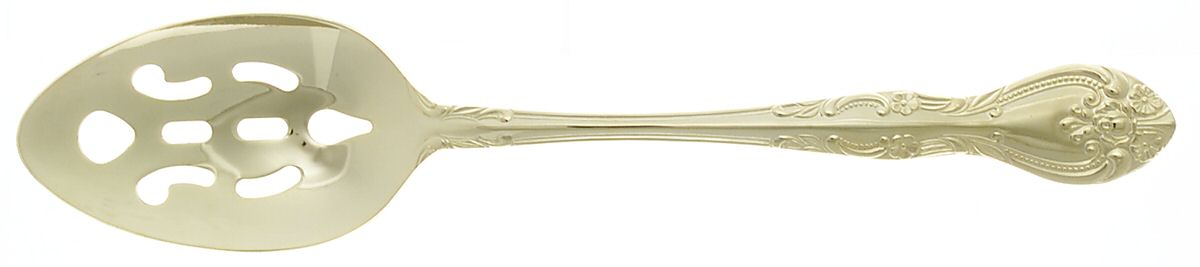 Sarah Ann (Gold Electroplate) Pierced Tablespoon (Serving Spoon) by Unknown Mfg Silver-1