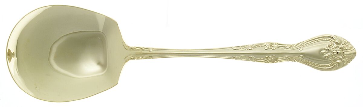 Sarah Ann (Gold Electroplate) Solid Smooth Casserole Spoon by Unknown Mfg Silver-1