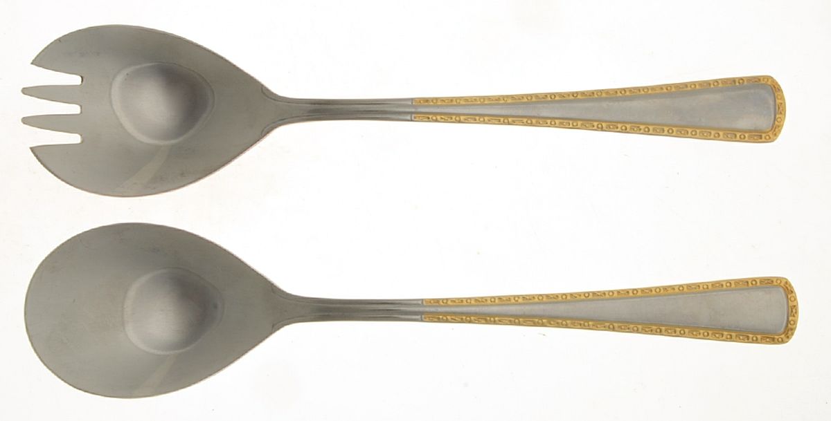 UNF143 (Stainless) (2 Pc) Solid Salad Set by Unknown Mfg Silver-1