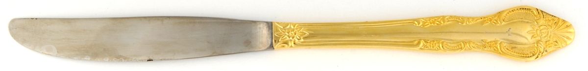 UNF164 (Gold Electroplate) Modern Solid Knife by Unknown Mfg Silver-1