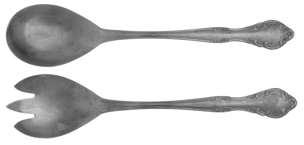 UNF190 (Stainless) (2 Pc) Solid Salad Set by Unknown Mfg Silver-1