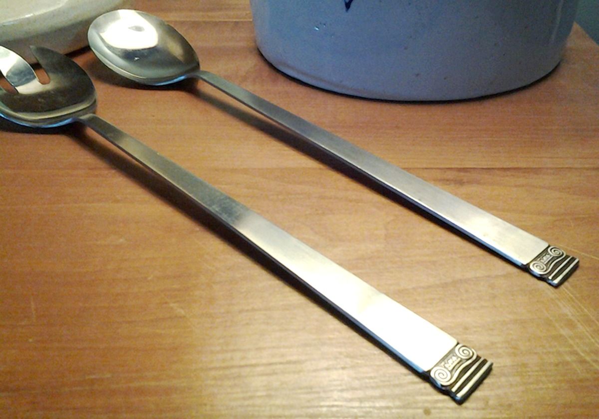 UNF311 (Stainless) (2 Pc) Solid Salad Set by Unknown Mfg Silver-1