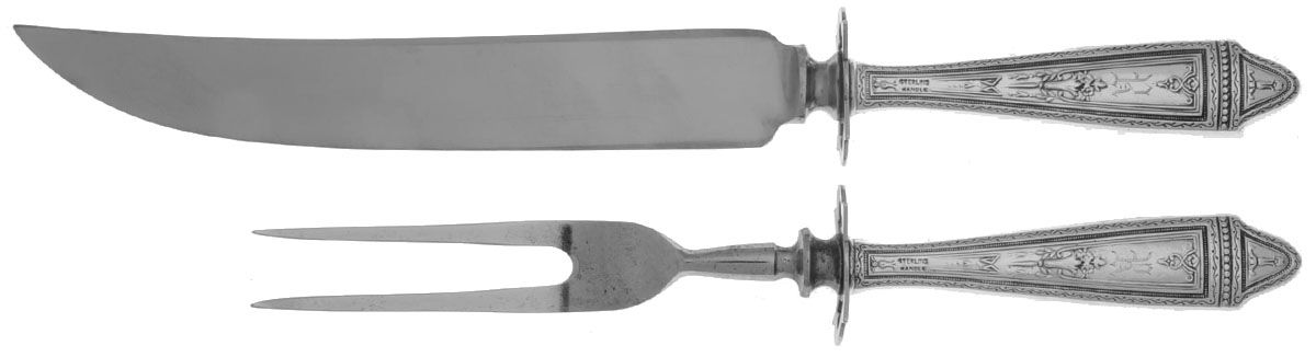 UNF380 (Sterling) Small Stainless Blade 2-Piece Steak Carving Set by Unknown Mfg Silver-1