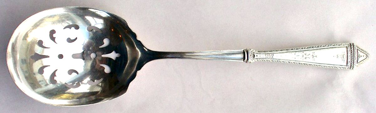 UNF380 (Sterling) Pierced Casserole Spoon with Silverplate Bowl by Unknown Mfg Silver-1