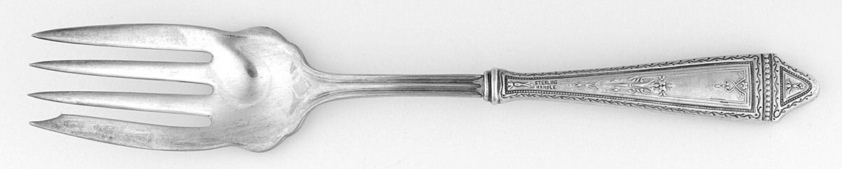 UNF380 (Sterling) Medium Cold Meat Serving Fork, Plated Tines by Unknown Mfg Silver-1