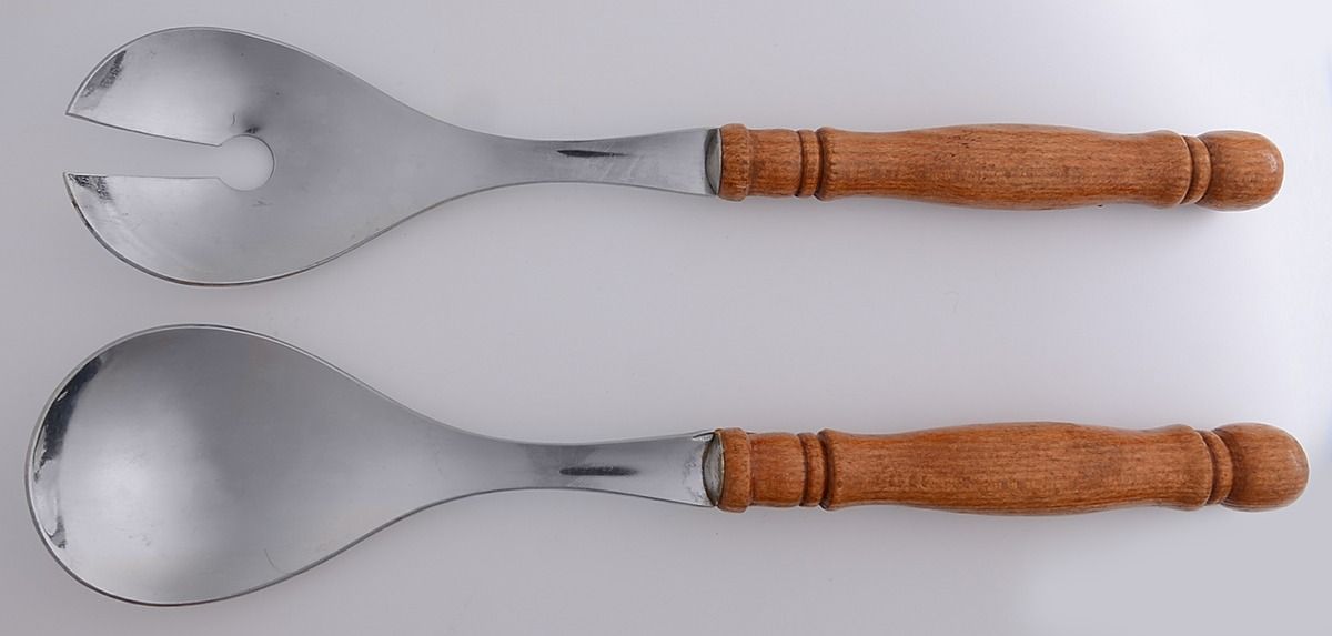 UNF382 (Stainless) (2 Pc) Solid Salad Set by Unknown Mfg Silver-1