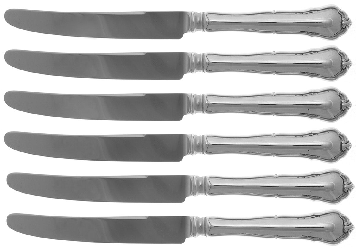 UNF413 (STERLING) (Set of 6) New French Hollow Knife with Bolster by Unknown Mfg Silver-1