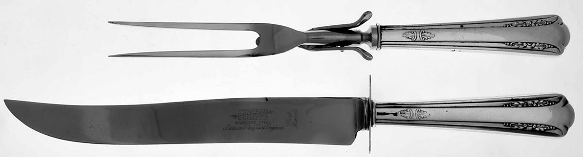 UNF437 (Sterling) Large 2-Piece Roast Carving Set w/Stainless Blade by Unknown Mfg Silver-1