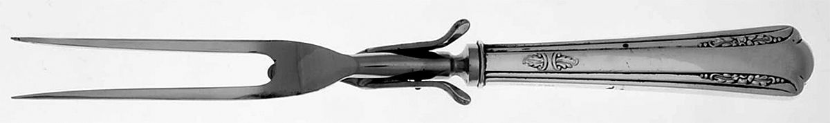 UNF437 (Sterling) Large Stainless-Prong Roast Carving Fork by Unknown Mfg Silver-1