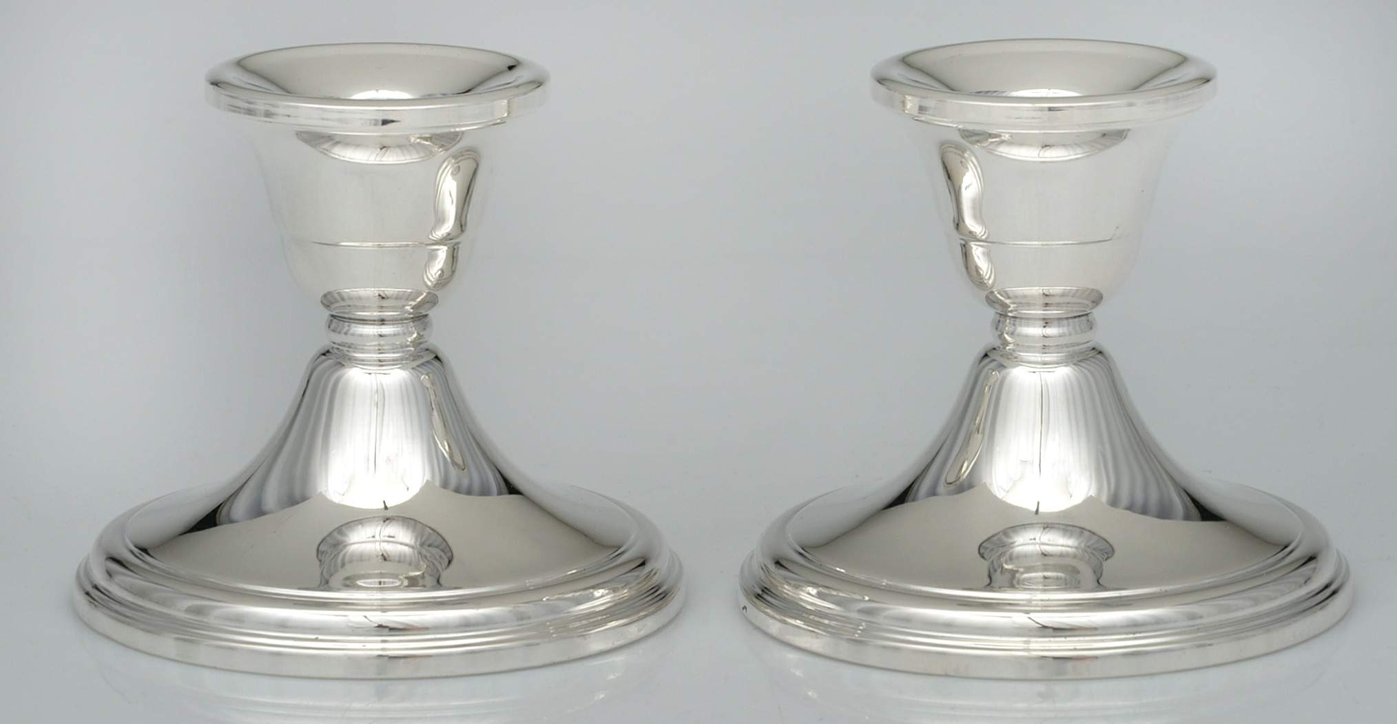 Sterling Hollowware Pair of Weighted Console Candleholders by Unknown Manufacturer-1