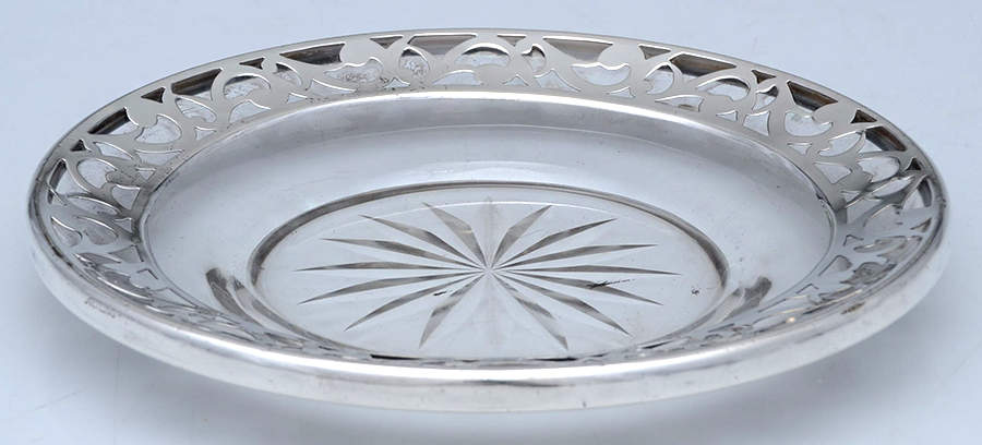 Sterling Hollowware Crystal Lemon Dish with Sterling Rim by Unknown Manufacturer-1