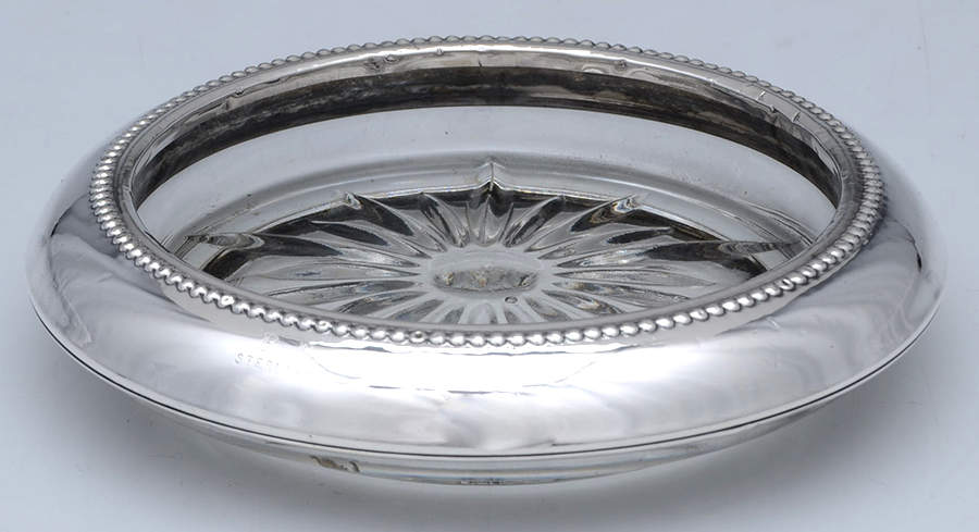 Sterling Hollowware Crystal Coaster with Sterling Rim by Unknown Manufacturer-1