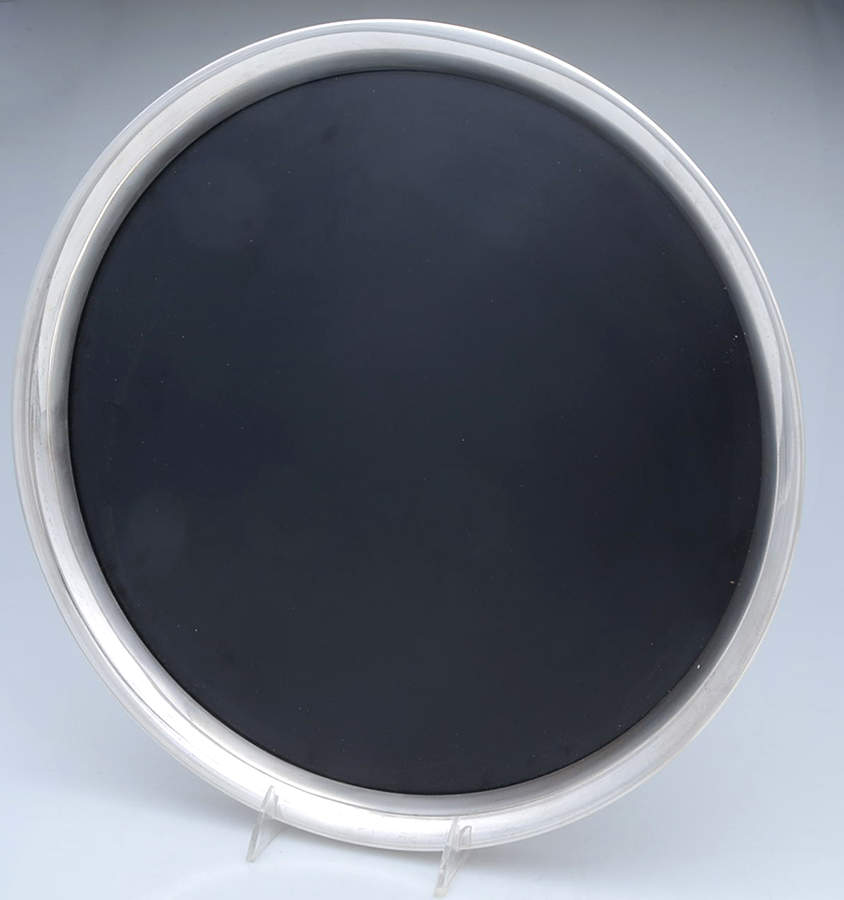 Sterling Hollowware 15" Round Lucite Tray with Sterling Band by Unknown Manufacturer-1