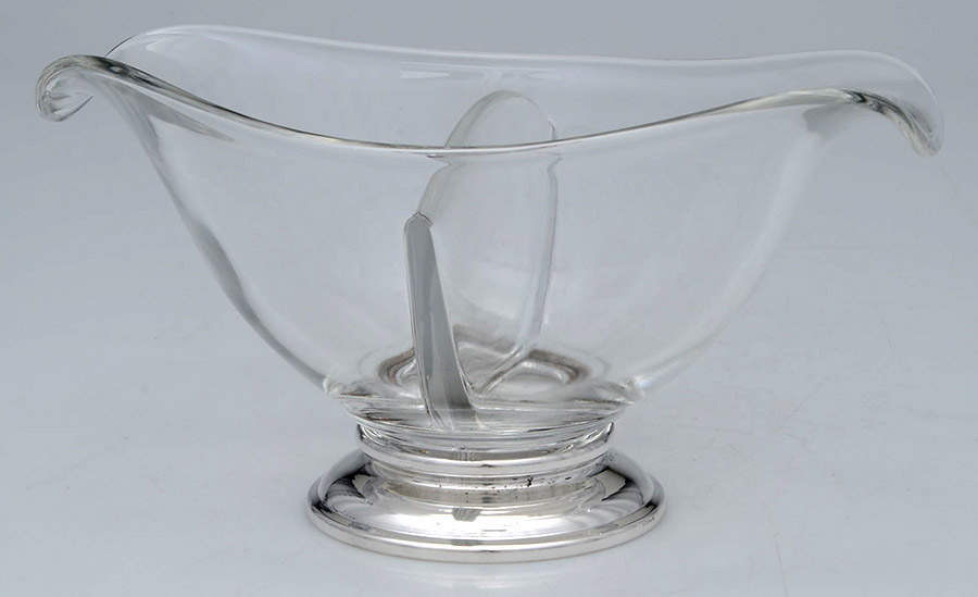 Sterling Hollowware Crystal Condiment Bowl with Sterling Base by Unknown Manufacturer-1