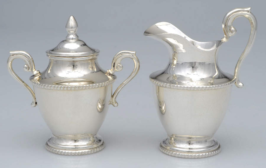 Sterling Hollowware Mini Creamer & Sugar with Lid Set by Unknown Manufacturer-1