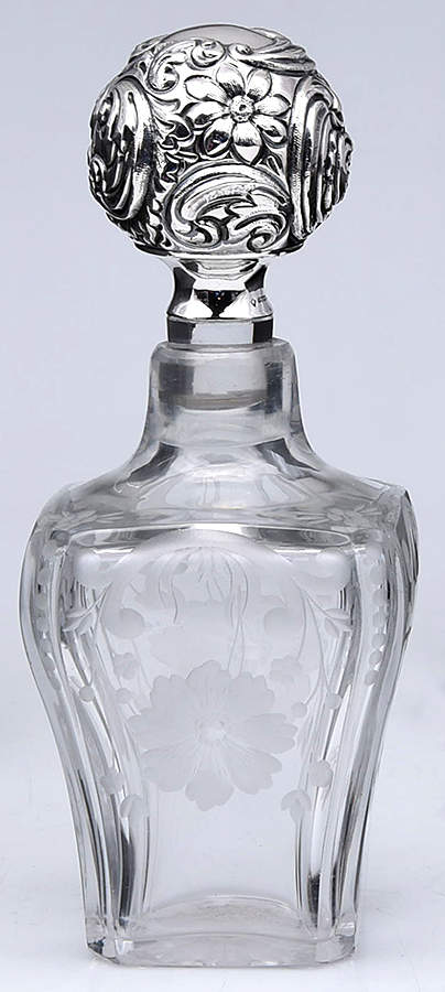 Sterling Hollowware Crystal Perfume Bottle with Sterling Stopper by Unknown Manufacturer-1