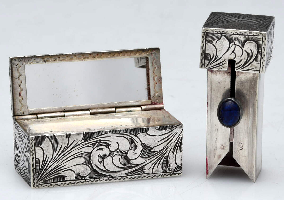 Sterling Hollowware Lipstick Holder with Mirror by Unknown Manufacturer-2