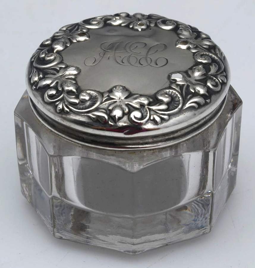 Sterling Hollowware Dresser Jar with Crystal Bowl No Sterliing Lid by Unknown Manufacturer-1