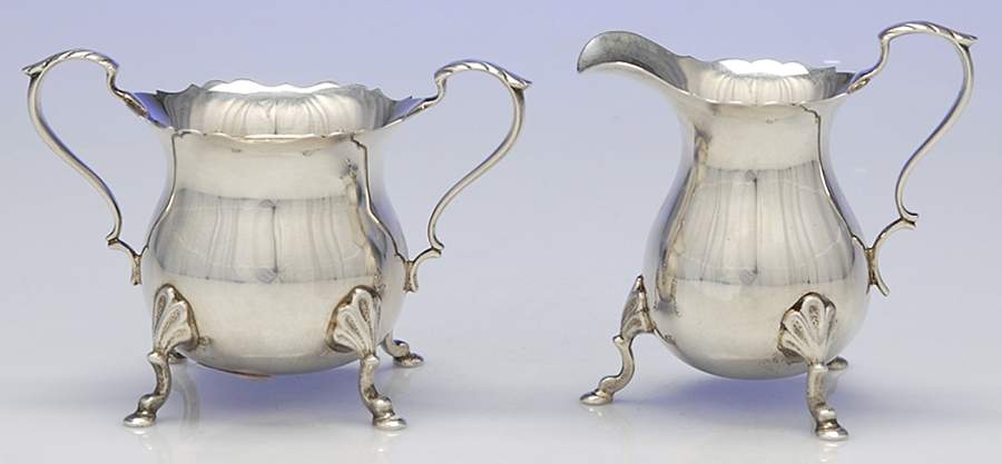 Sterling Hollowware Mini Sterling Creamer and Open Sugar by Unknown Manufacturer-1