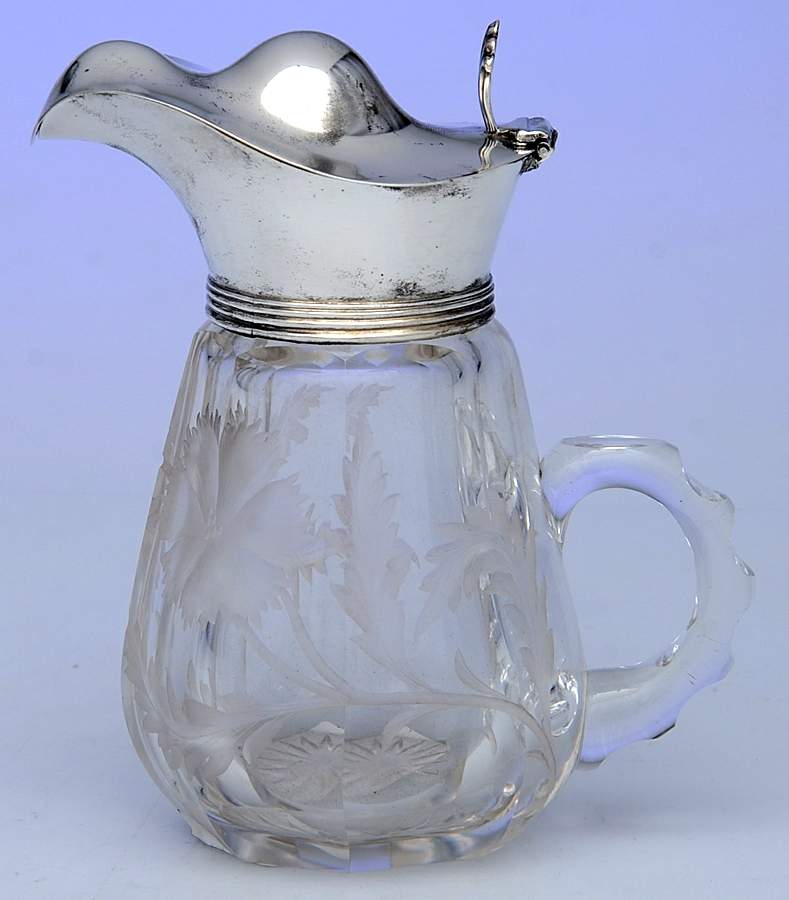 Sterling Hollowware Crystal Syrup with Sterling Lid by Unknown Manufacturer-1