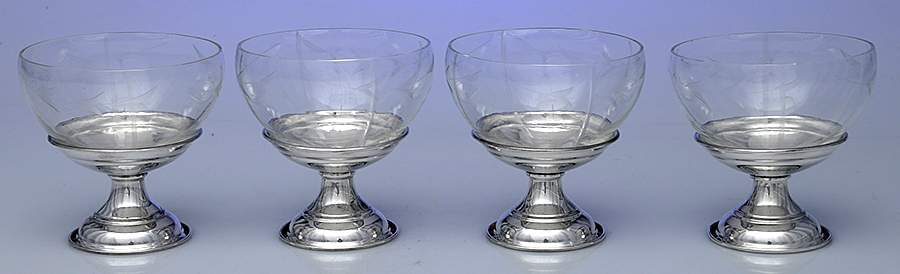 Sterling Hollowware Glass Liquor Cocktail with Metal Stem - Set of 4 by Unknown Manufacturer-1
