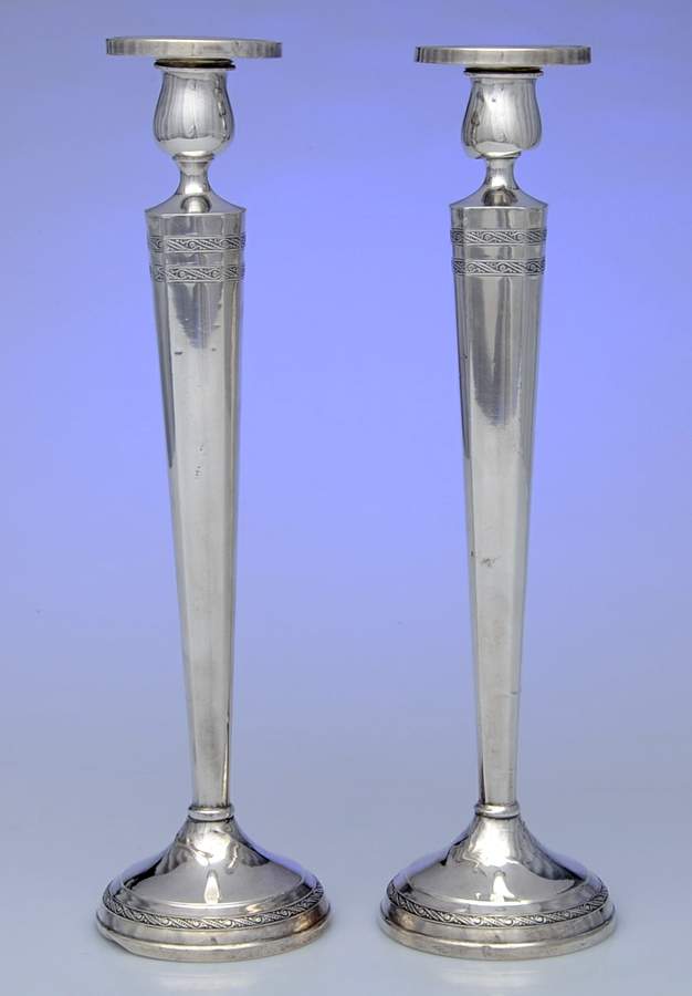 Sterling Hollowware Pair of 11" Weighted Candlesticks by Unknown Manufacturer-1