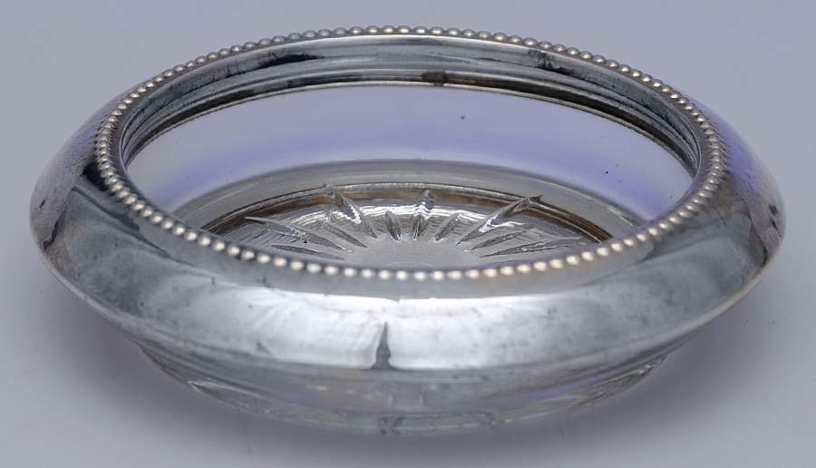 Sterling Hollowware Crystal Coaster with Sterling Rim by Unknown Manufacturer-1