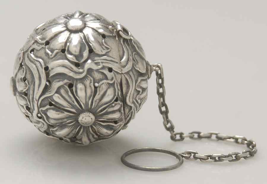 Sterling Hollowware Tea Ball with Chain by Unknown Manufacturer-1