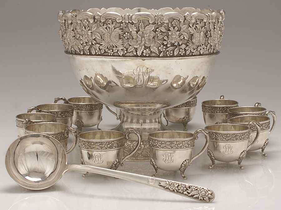 Sterling Hollowware Punch Set (Bowl, Ladle and 12 Cups) by Unknown Manufacturer-1