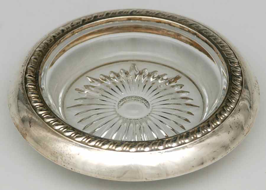Sterling Hollowware Crystal Coaster with Sterling Rim by Unknown Manufacturer-1