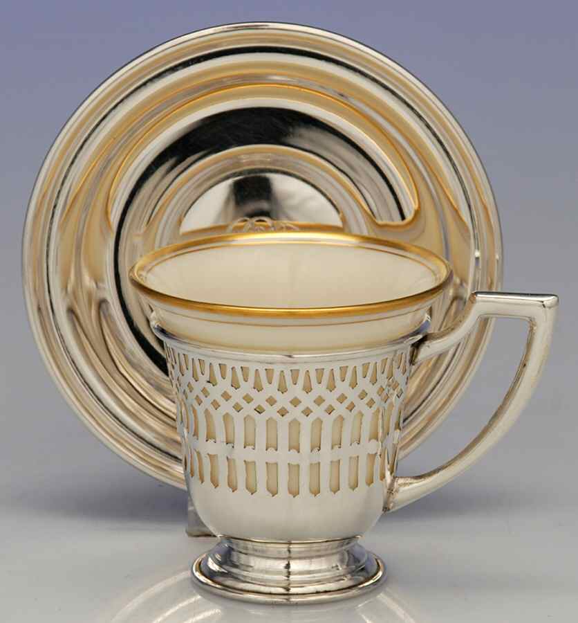 Sterling Hollowware Sterling Demitasse Cup, Saucer and Liner by Unknown Manufacturer-1