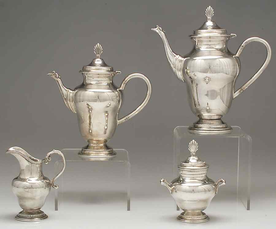 Sterling Hollowware 4 Piece Tea Set (SCP, STP, SCR, SSU) by Unknown Manufacturer-1