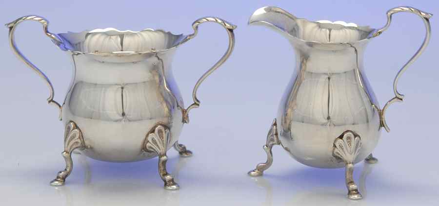 Sterling Hollowware Mini Sterling Creamer and Open Sugar by Unknown Manufacturer-1