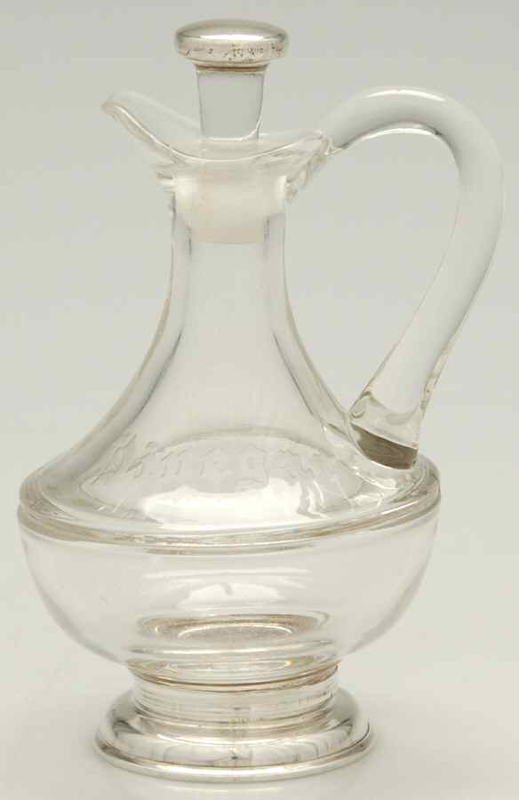 Sterling Hollowware Crystal Cruet Bottle with Sterling Stopper & Base by Unknown Manufacturer-1