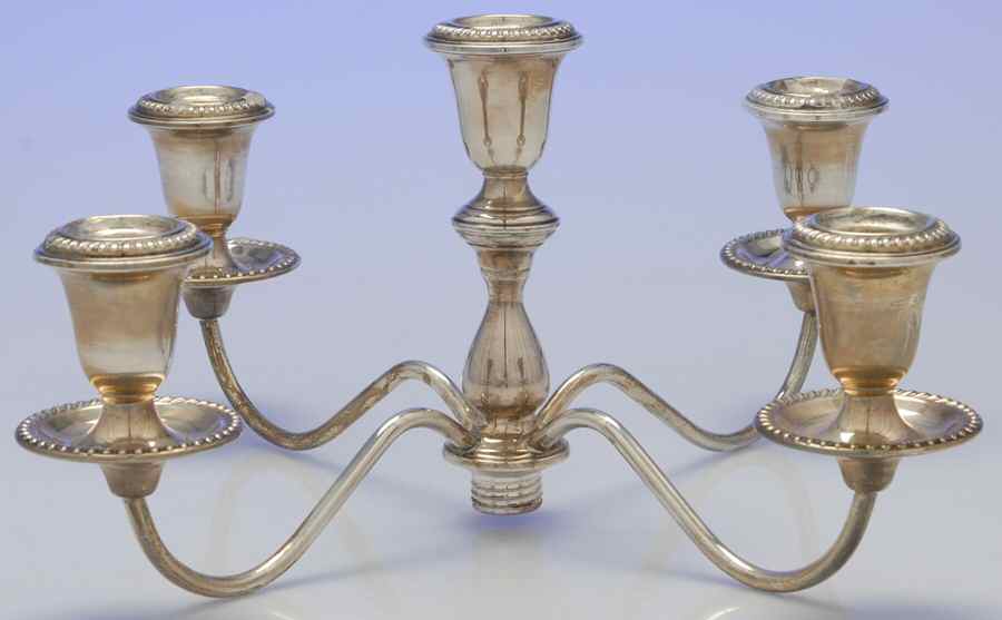 Sterling Hollowware 5-Light Sterling Candelabra Branch Drip Cup by Unknown Manufacturer-1