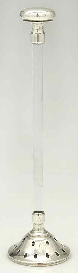 Sterling Hollowware Glass Muddler w/Sterling Trim Top & Bottom by Unknown Manufacturer-1