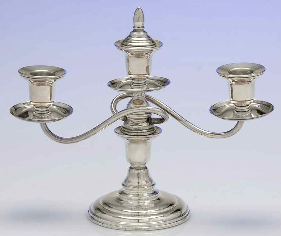 Sterling Hollowware Weighted 3 Light Candelabra by Unknown Manufacturer-1