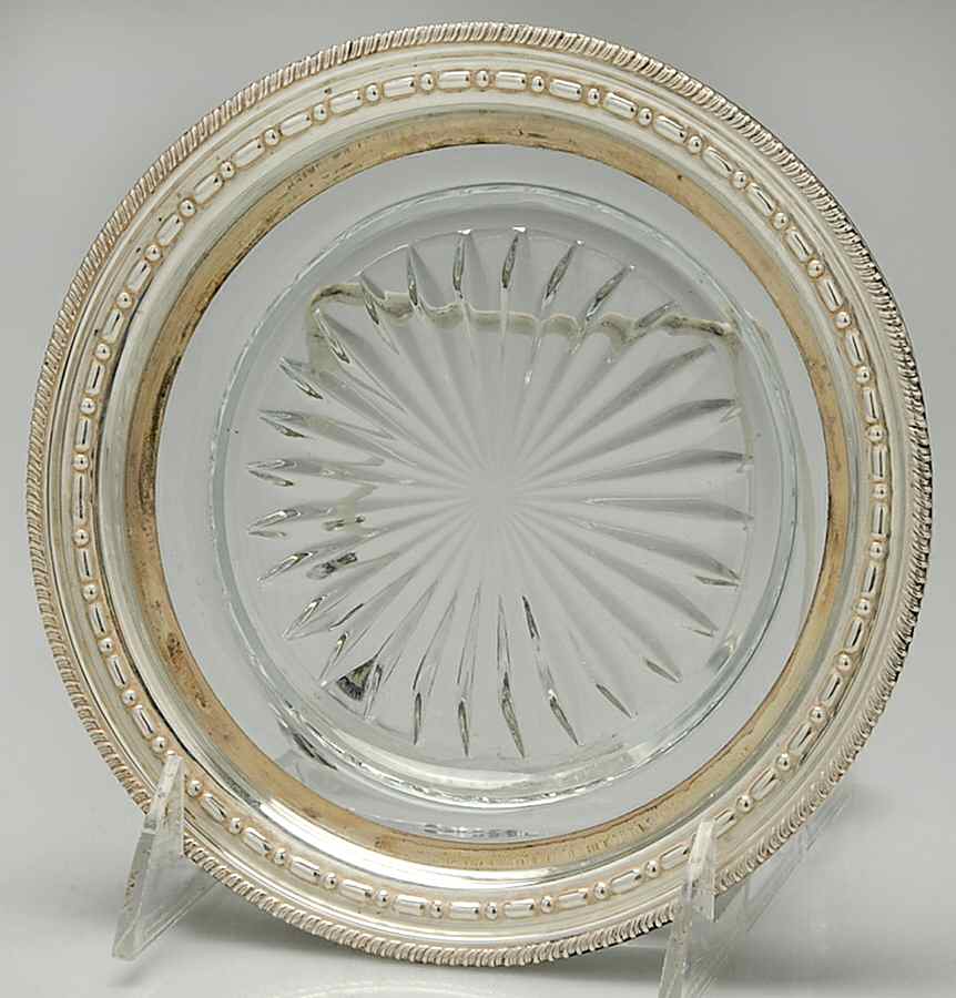 Sterling Hollowware Crystal Wine Coaster with Sterling Lip by Unknown Manufacturer-1