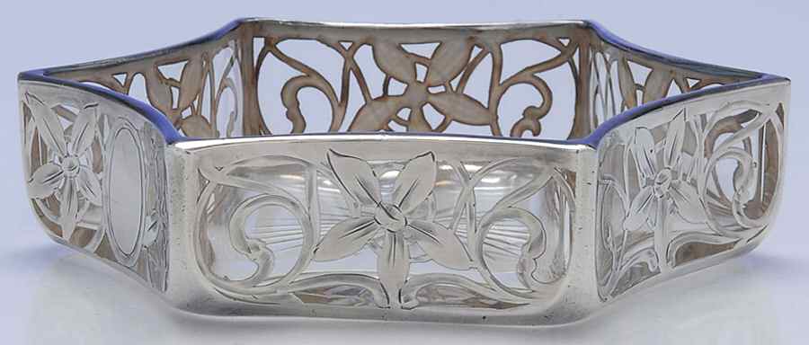 Sterling Hollowware Crystal Bon Bon with Sterling Overlay by Unknown Manufacturer-1