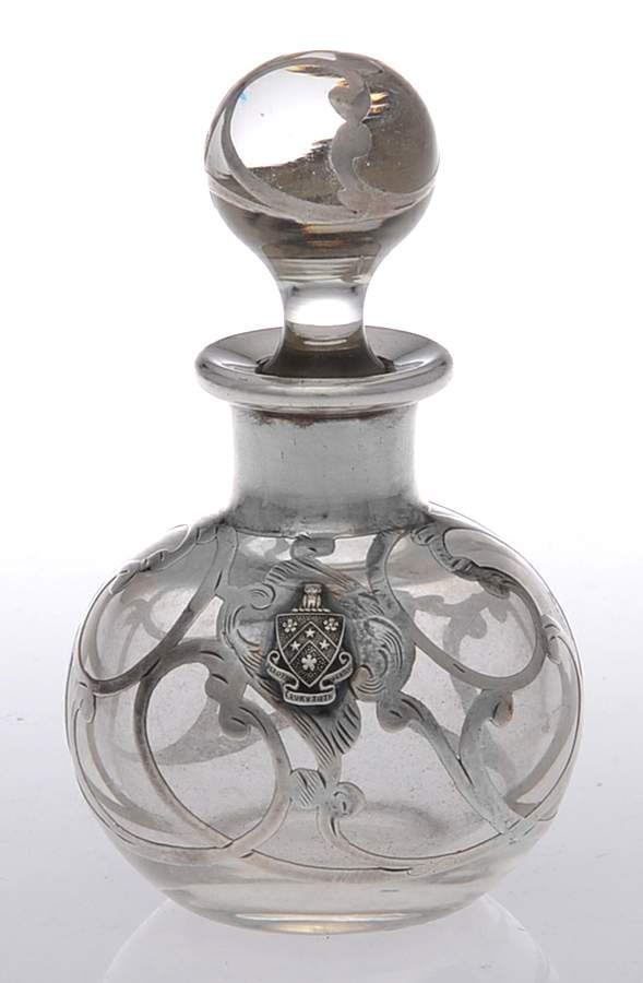 Sterling Hollowware Crystal Perfume Base with Sterling Overlay by Unknown Manufacturer-1