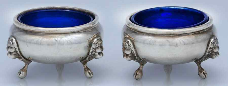 Sterling Hollowware Open Salt Master with Cobalt Liner - Set of 2 by Unknown Manufacturer-1