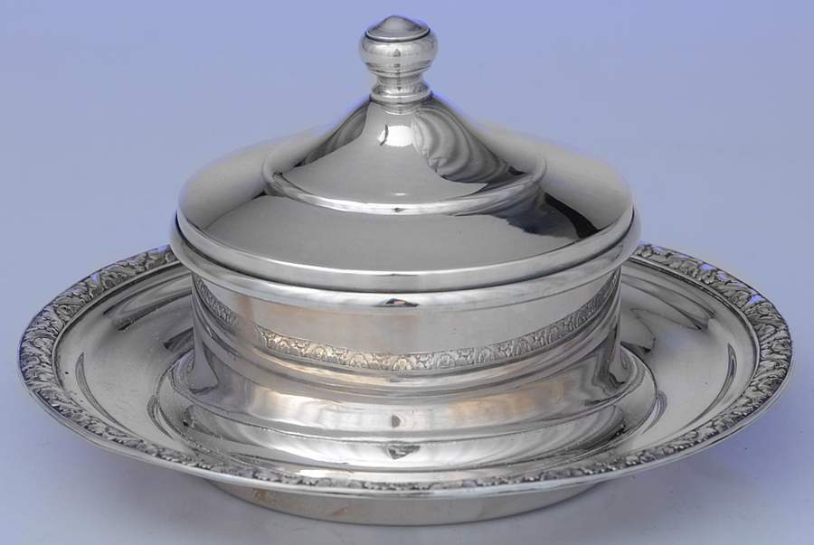 Sterling Hollowware Round Covered Butter Dish & Strainer by Unknown Manufacturer-1